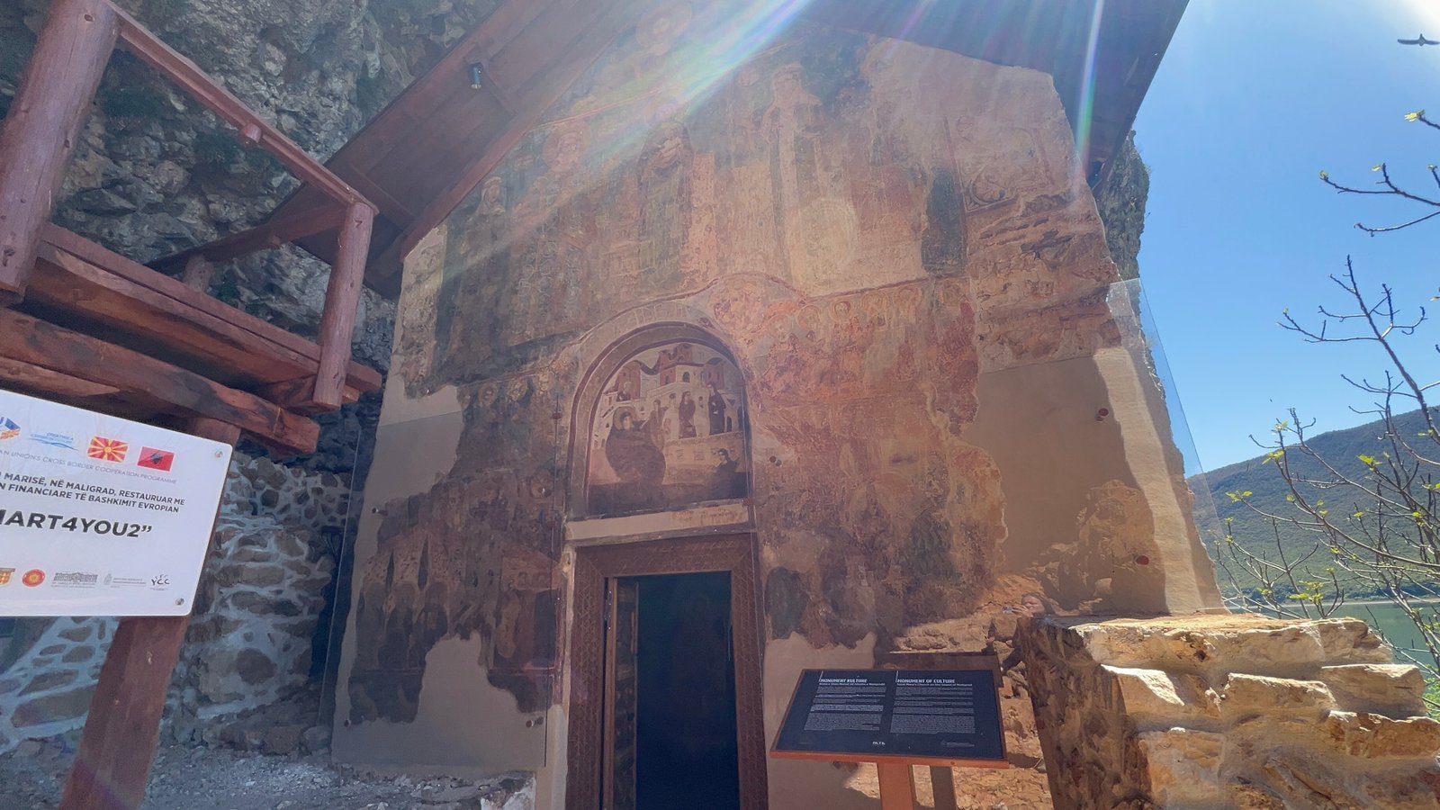 St. Mary's cave church on the island of Maligrad in Lake Prespa, Albania